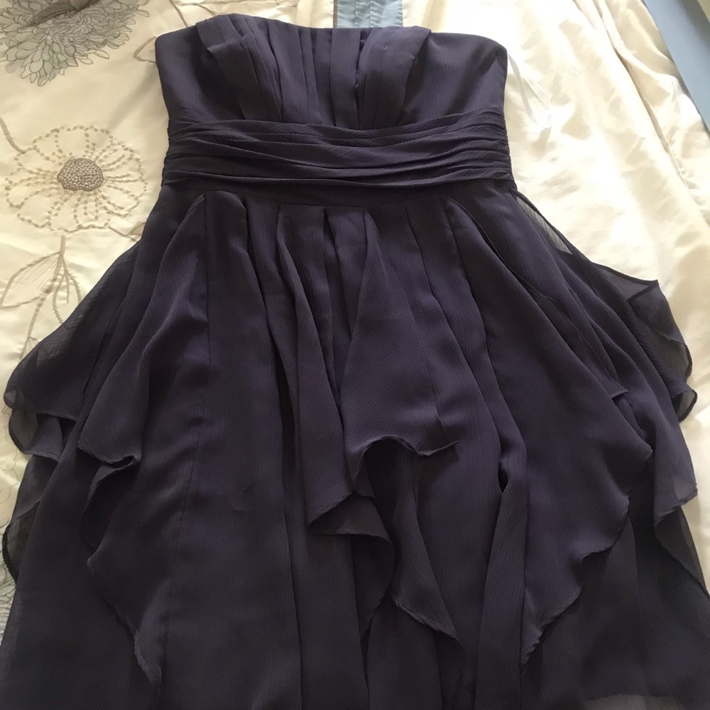David’s Bridal Purple ruffle bridesmaids dress